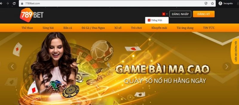 Giao diện trang chủ 789bet trên PC